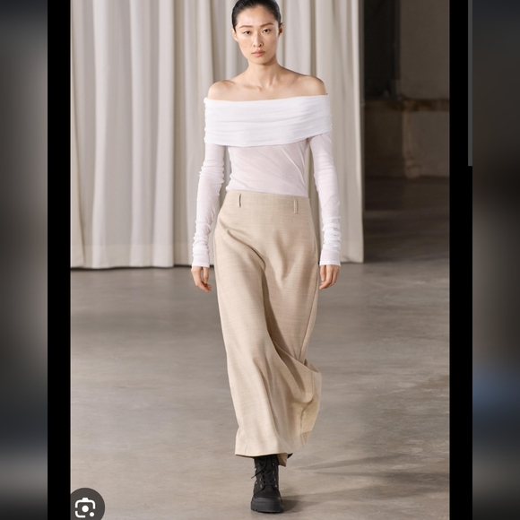 Zara Cream Wool Blend Blazer Skirt Set - Picture 2 of 4